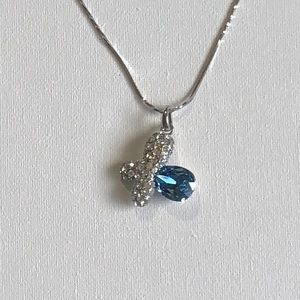 Blue Crystal Silver Tone Necklace